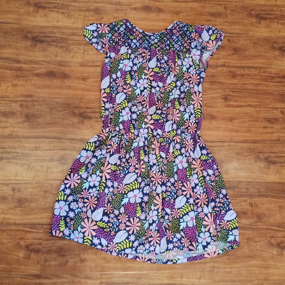 Cat & Jack Floral Print Dress with Flutter Cap Sleeves, XL (14/16)